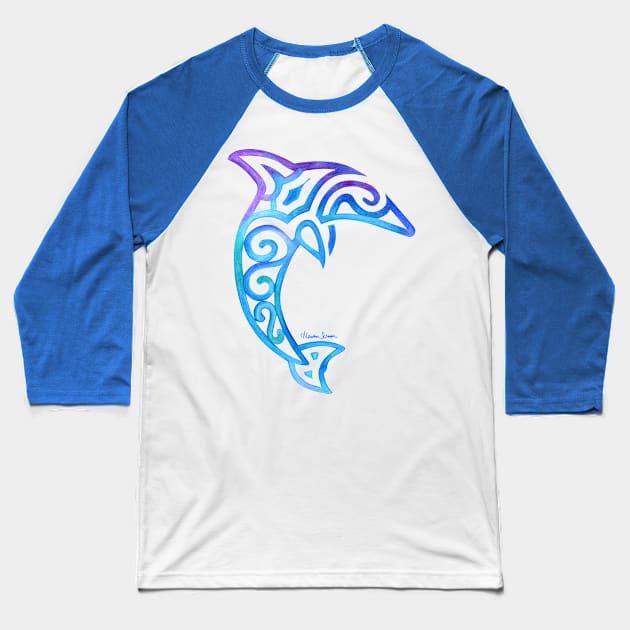 Tribal Dolphin Baseball T-Shirt by artsytoocreations